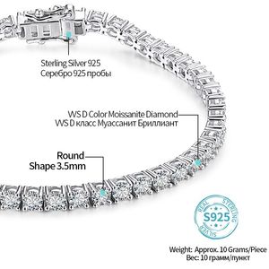 Chaîne ATTAGEMS 4.0mm 5.0mm D Color Pass Testeur de diamant GRC Coupe ronde Plaqué or blanc 925 Bracelet de tennis en argent pour femme 221207