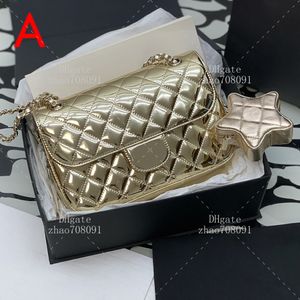 Bolsa de cadena Bolsa de diseñador 1: 1 Calidad superior 24 cm Bolso de hombro de cuero genuino Lady Bag With Box C444