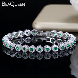 Keten Beaqueeen trendy groene en witte kubieke zirkonia steen zilveren kleur tennis armbanden jurk sieraden accessoires cadeau voor vrouwen b100 230511