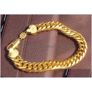 Chain Big Miami Cuban Link Bracelet Thick 25Mil G/F Solid Gold Luxurious Drop Delivery Jewelry Bracelets Dhhgo