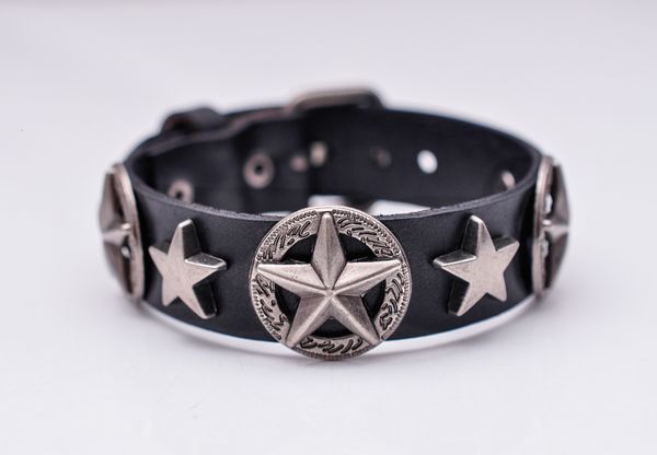 Chaîne Biker Motocycle Western Antique Texas Star Concho À La Main Qualité Veg Tan Bracelet En Cuir Bracelet Manchette Bracelet 230710