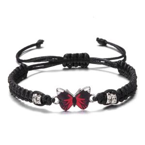 Keten Zwarte Vlinder Mode Armband Klassiek Wit Gevlochten Touw Handgemaakte Armbanden voor Vrouwen Mannen Verstelbare Sieraden 231124