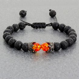 Ketting zwarte lava stenen kroon charme tijger oog kralen armband voor mannen vrouwen gevlochten armbanden handgemaakte verstelbare sieraden pulseira 230508