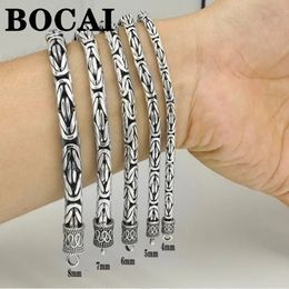 Ketting BOCAI S925 Sterling zilveren armbanden voor mannen vrouwen Vintage klassiek vredespatroon 4 mm 5 mm 6 mm 7 mm 8 mm Twist-chain Argentum Bangle 231030