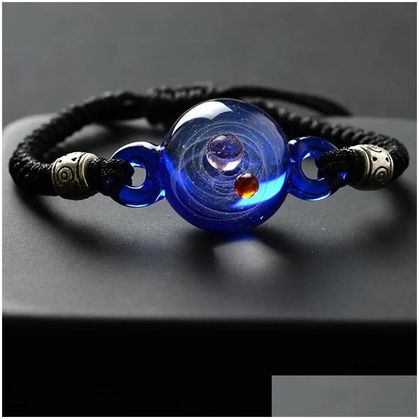 Cadena Boeycjr Universo Planetas Glass Bead Banges Bracelets Galaxy Fashion Jewelry System System Pulsera para mujeres Drop de Navidad Dhhbx