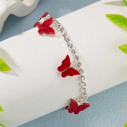 Keten Boheemse kristallen vlinder Anklet voor vrouwen Girls Summer Beach op blote voeten Bracelet Enkle op been band voet sieraden accessoires Y240420