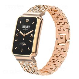 Pulsera de cadena para Xiaomi Mi Band 7 Pro Strap Case Protector Diamond Metal Watch Band para Mi Band 7 Pro Protective Cover Bumper Frame