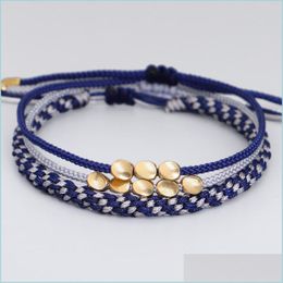 Ensemble de bracelets de chaîne 3 pièces / ensemble bouddhiste créatif Irregar perles de cuivre rouge corde noire Pling pour femmes hommes nœuds faits à la main fil goutte Deli Dhvv0