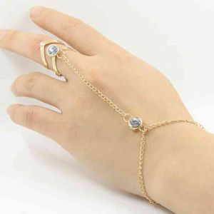 Ketting armband met ringen voor vrouwen holle kristallen ring aangesloten vinger armbanden hand accessoires sieraden dame geschenken