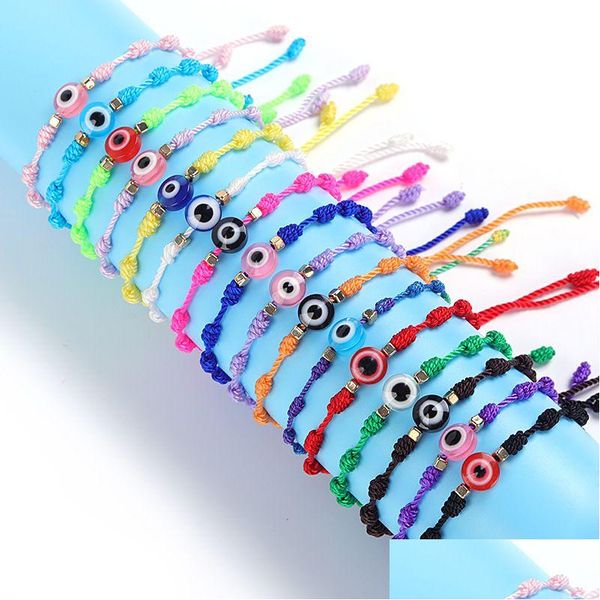 Cadena trenzada pulsera de ojos hecha a mano anudada cuerda simple color sólido protección amistad joyería venta al por mayor estilo preppy entrega gota otlwp