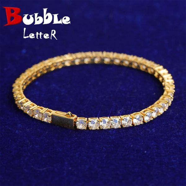 Bracelet de Tennis en chaîne avec lettres à bulles, plaqué or véritable, bijoux Hip Hop, tendance, cadeau de noël, 231204