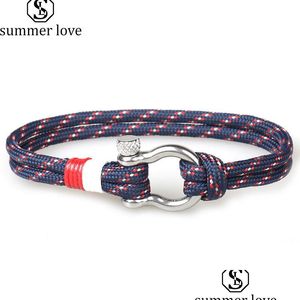 Ketting gespen overlevingsarmband punk hoefijzer charme marine stijl gevlochten touw paracord armbanden voor mannen dames sieraden geschenken drop deli dhce3