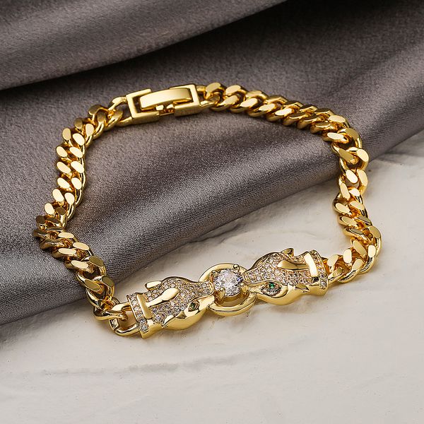 Chaîne acheter mode couleur or cuivre bijoux de mariage AAA CZ Zircon léopard bracelets porte-bonheur pour les femmes 230621