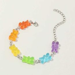 Chaîne Bande Dessinée Arc-En-Bonbons Ours Ins Gomme Colorée Bonbons Femelle Ours Bounce Hip Hop Gelée Bracelet Coloré Fille Bracelet Cadeau Q240401