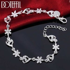 Ketting charme zilveren kleur armbanden voor vrouwen bloemen hartketen mode bruiloft feest kerstcadeaus fijne sieraden y240420