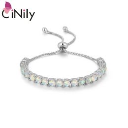 Ketting CiNily Kleur Optioneel Opaal Steen 925 Sterling Zilveren Armbanden voor Boho stijl Cadeau voor Vrouwen Meisjes Fijne Sieraden Glijdende Armband231118