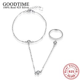 Klassieke 100% 925 sterling zilveren schakelarmband voor vrouwen ronde CZ-stenen vingerring cirkel charme armbanden cadeau voor meisje 231030