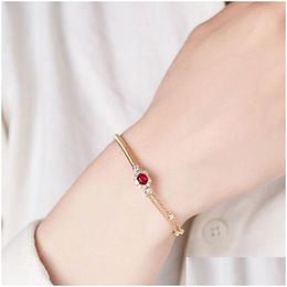 Chain Classic Ruby Half Charm14k Bracelet en or jaune Bijoux de fête Nouveau dans le pendentif ovale Irregar Light Luxury Bracles pour la livraison DH4Hn