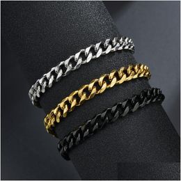 Chaîne Classique Bracelet En Acier Inoxydable Pour Hommes Femmes Punk 3/5 / 7Mm Largeur Lien Cubain Bracelet Fête De Mode Ne Se Fanent Jamais Bijoux Cadeau Drop D Dh6Nu