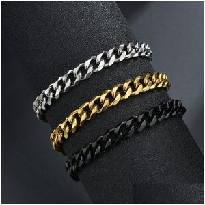 Chaîne classique en acier inoxydable chaîne bracelet pour hommes femmes punk 3/5 / 7 mm de largeur lien cubain bracelet mode fête ne se fanent jamais bijoux cadeau Dhfz2