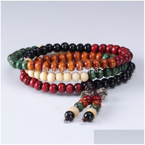 Chaîne Incolore Bois de Santal Santé Bouddha Perles Lien Bracelet Bois Charme Rond Colorf Bouddhiste Bracelets Bijoux Pour Femmes Hommes Drop D Dhesp