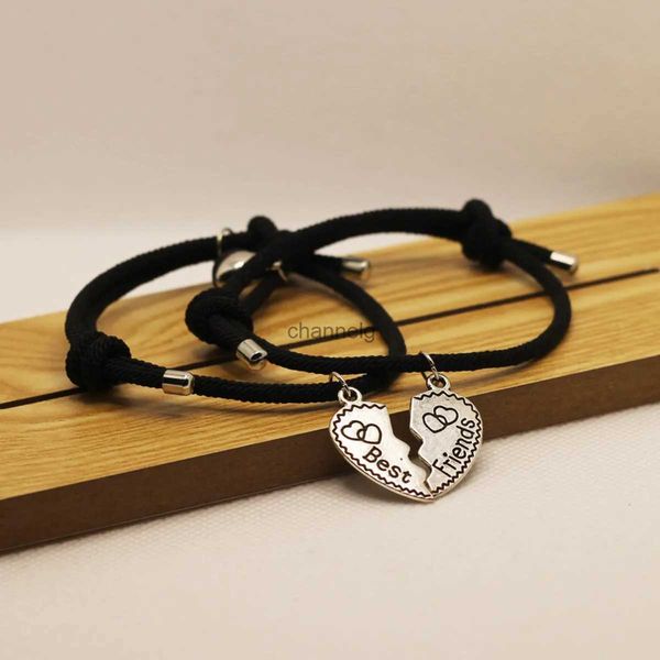 Cadena Pareja Pulseras Corazón Magnético Empalmado Colgante Hombres Mujeres Brazalete Mejores Amigos Encanto Grabado Aniversario Amistad Joyería Regalo YQ231130