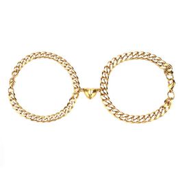 Chaîne Creative Love Link Bracelet Personnalité Coeur Forme Pandent Aimant Attirant Paire De Couple Bracelets Bijoux Cadeau 2 Pcs / Paire Drop Del