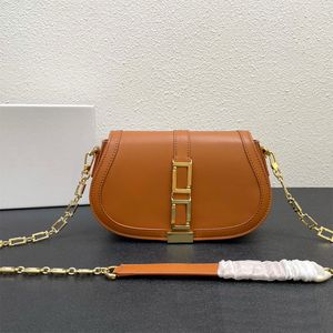 Bolso bandolera con cadena Bolso recortado Bolsos con solapa Moda Hardware Decoración Piel de vaca Cuero genuino Mensajero Monedero Extraíble Dos correas Lady Clutch