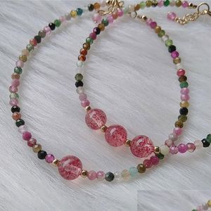 Chaîne Crystal Stberry Stone Bracelet Bijoux De Mode Colorf Tourmaline Quartz Bracelets Femmes Cadeau Drop Livraison Bijoux Bracelets Dhden