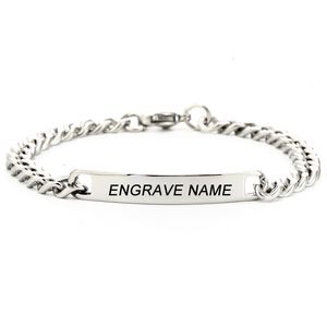 Ketting Aangepaste Naam Graveren Roestvrij Stalen Armband Vrouwen Gepersonaliseerde Armbanden Voor Mannen Id Drop 230614