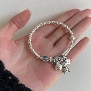 Chaîne Design Vintage ours Animal cloche étoile 925 en argent Sterling femme bracelet à breloques en gros bijoux pour femmes cadeaux d'anniversaire 231027