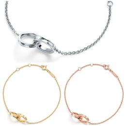 Chain Designer Double Ring For Women Charm Bracelet Longueur 18 cm Bijoux de bijoux Fashion Wedding Engagement Gift