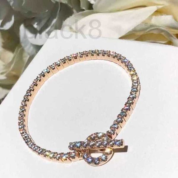 Diseñador de cadena H Pulsera de nariz de cerdo OT Hebilla Pulsera Flash Diamante Mujer Pulsera de diamantes completa 54OA