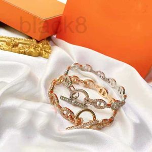 Bracelet en forme de nez de cochon pour femme, chaîne de styliste, plein de diamants, haute Version, bijoux de luxe légers, L90J