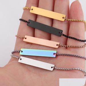 Ketting Diy Gepersonaliseerde Blank Bar Armband 316L Roestvrij Staal Kan Aangepaste Graveren Armbanden Verstelbare Heren Voor Vriend Jewe Dhgarden Dhs8Z