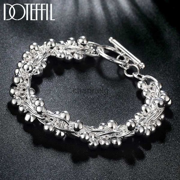 Cadena DOTEFFIL 925 cuentas de uva de plata esterlina pulsera esférica para mujeres joyería para fiesta de compromiso de boda YQ231130