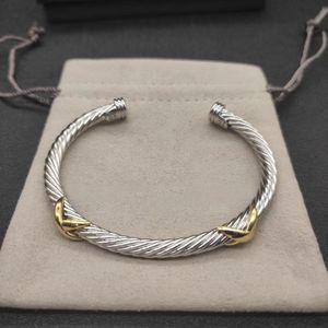 Chain Dy Designer Cable S Fashion Jewelry for Women Men Gold Silver Pearl Head Cross Bangle Open Cuff Dy Man Party Kerstcadeau Q240507