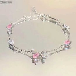 Cadena Elegante Flor de cristal para mujer Y2K Sweet Girl Moon Sakura Bow Zircon Deluxe Diseñador Joyería Regalo XW