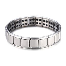 Chaîne d'énergie Bracelet de santé magnétique pour femmes hommes Style plaqué Sier Bracelets en acier inoxydable cadeaux bijoux de mode en gros Drop D Dh9ix