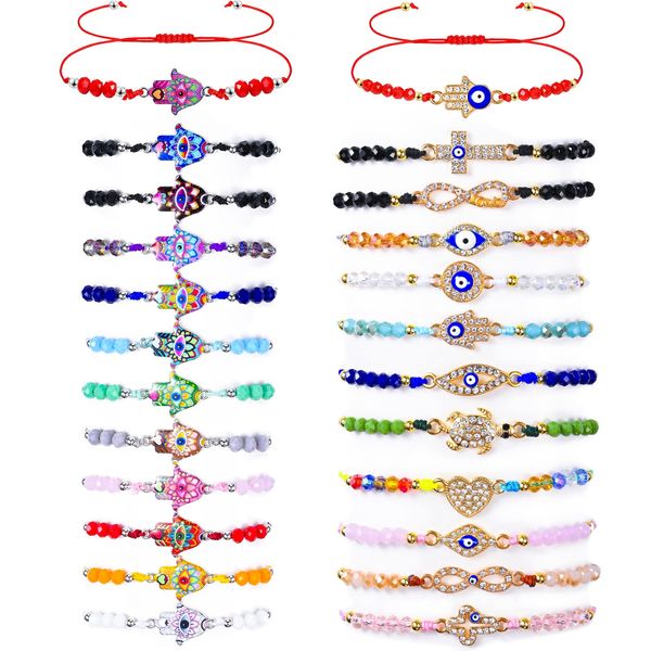 Pulseras de cadena de mal de ojo Pulsera de nudo de cuerda ajustable mexicana Mal de Ojo Cuentas hechas a mano Lucky Amet Tobillera para mujeres Hombres Adolescentes Joya Amwni