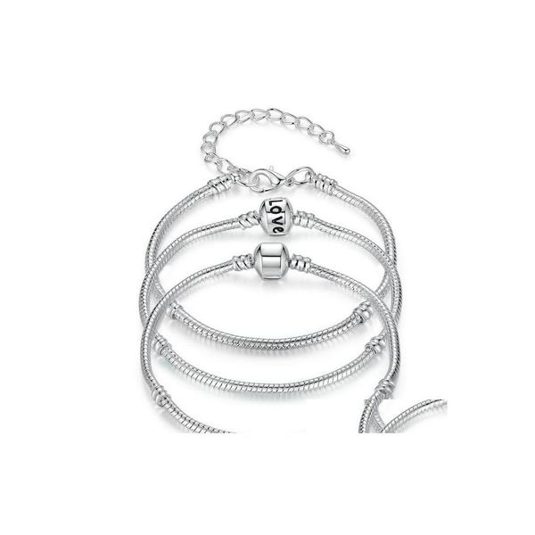 Cadena de fábrica al por mayor 925 pulseras de sier esterlina serpiente ajuste encanto pulsera de brazalete de cuentas europeas para hombres mujeres joyería regalo en bk d dhvcx