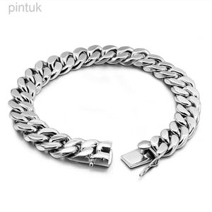 Kettingmode 925 Sterling Silver Solid Miami Cuban Link Chain Bracelet Men 14 mm Curb Cubaanse armband Dikke Big Link voor jongens 7-10 inch D240419