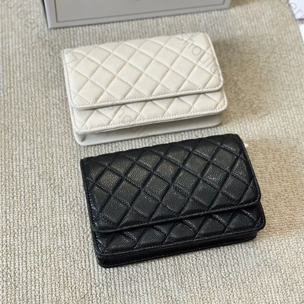 bolsos de moda de cadena bolso de diseñador de mujer de alta calidad cartera clásica con solapa cadenas bolso woc de caviar bolsos cruzados de piel de becerro brillante granulada bolso de hombro bolso negro