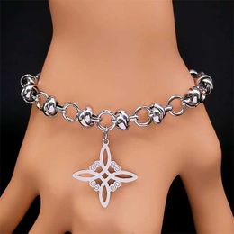 Chaîne Mode Noeud Celtique Pendentif Irlandais Bracelet En Acier Inoxydable Hommes Chanceux Talisman Protection Chaîne Bijoux Nudo de Bruja Q240401