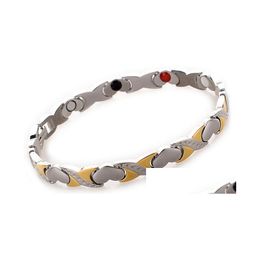 Keten Mode Kruis Hart Liefde Vorm Sier Goud Energie Gezonde Link Armbanden Magnetische Germanium Armband Sieraden Drop Levering Dhagt