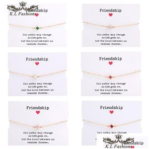 Chaîne Designs de mode Chaîne en or Pendentif Bracelets pour femmes Fille Simple Carré CZ Zircon Charme Réglable Fête Amitié Bijoux D Dhjhy