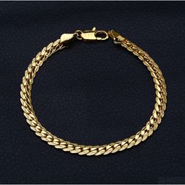 Cadena de moda femenina pulsera de oro de 18 quilates para mujeres joyería del banquete de boda nupcial regalo de cumpleaños 5 m entrega de gota lateral pulseras de joyería Dhrha