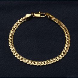 Chaîne de mode femme bracelet en or 18 carats pour femmes bijoux de fête de mariage de mariée cadeau d'anniversaire 5M bracelets de livraison latérale Dh78X