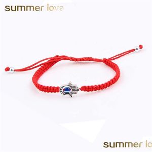 Chaîne de mode à la main chaîne rouge Hamsa main mauvais oeil bleu étoile bracelet de charme pour femmes hommes couple chanceux Ppeacef Boho Fest Dhgarden Dhkli