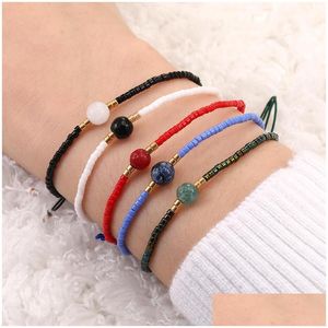 Ketting Mode Handgemaakte Geweven Touw Ketting Dunne Rocailles Armband Boho Natuursteen Kralen Armbanden Voor Vrouwen Sieraden Drop Dhgarden Dhmin